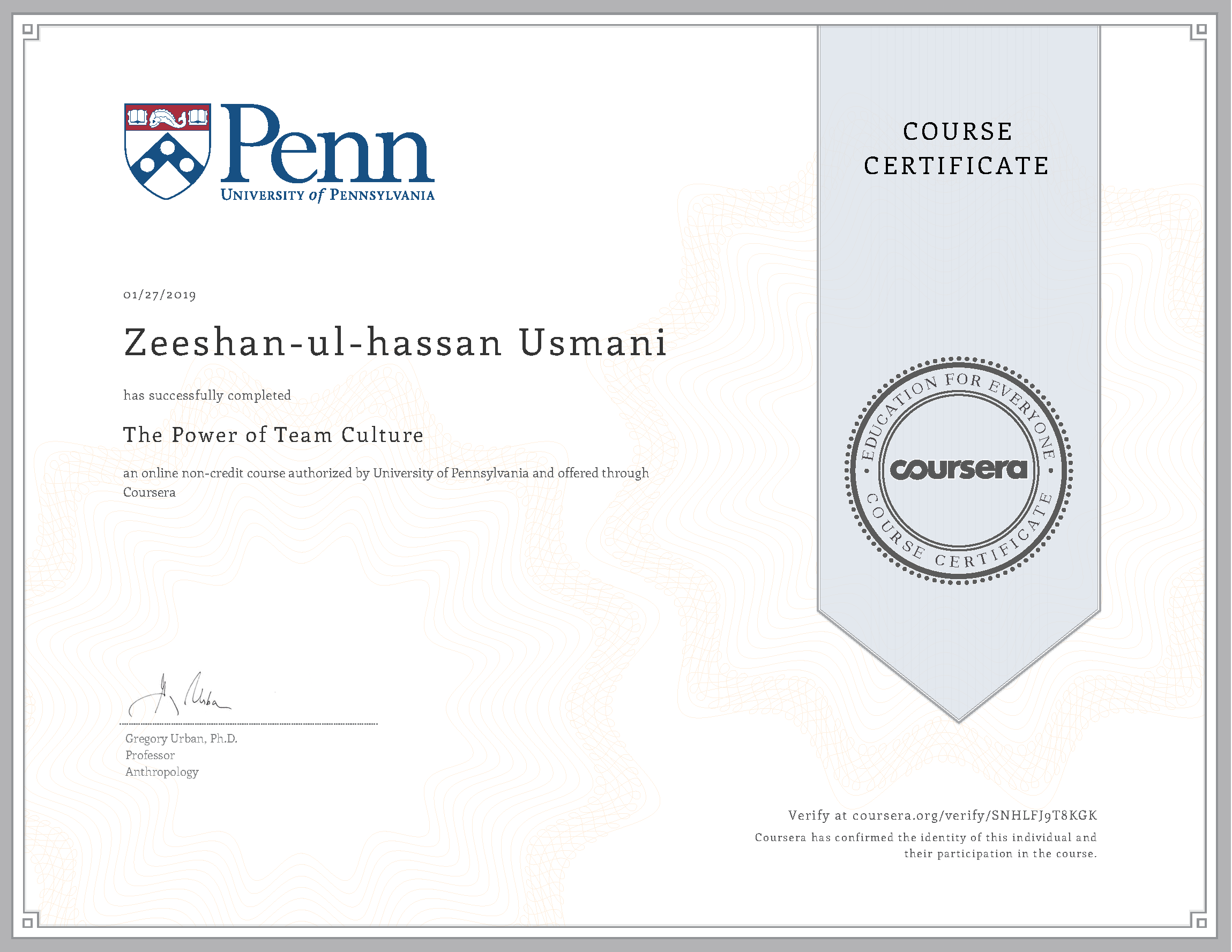 The Power of Team Culture Certificate
