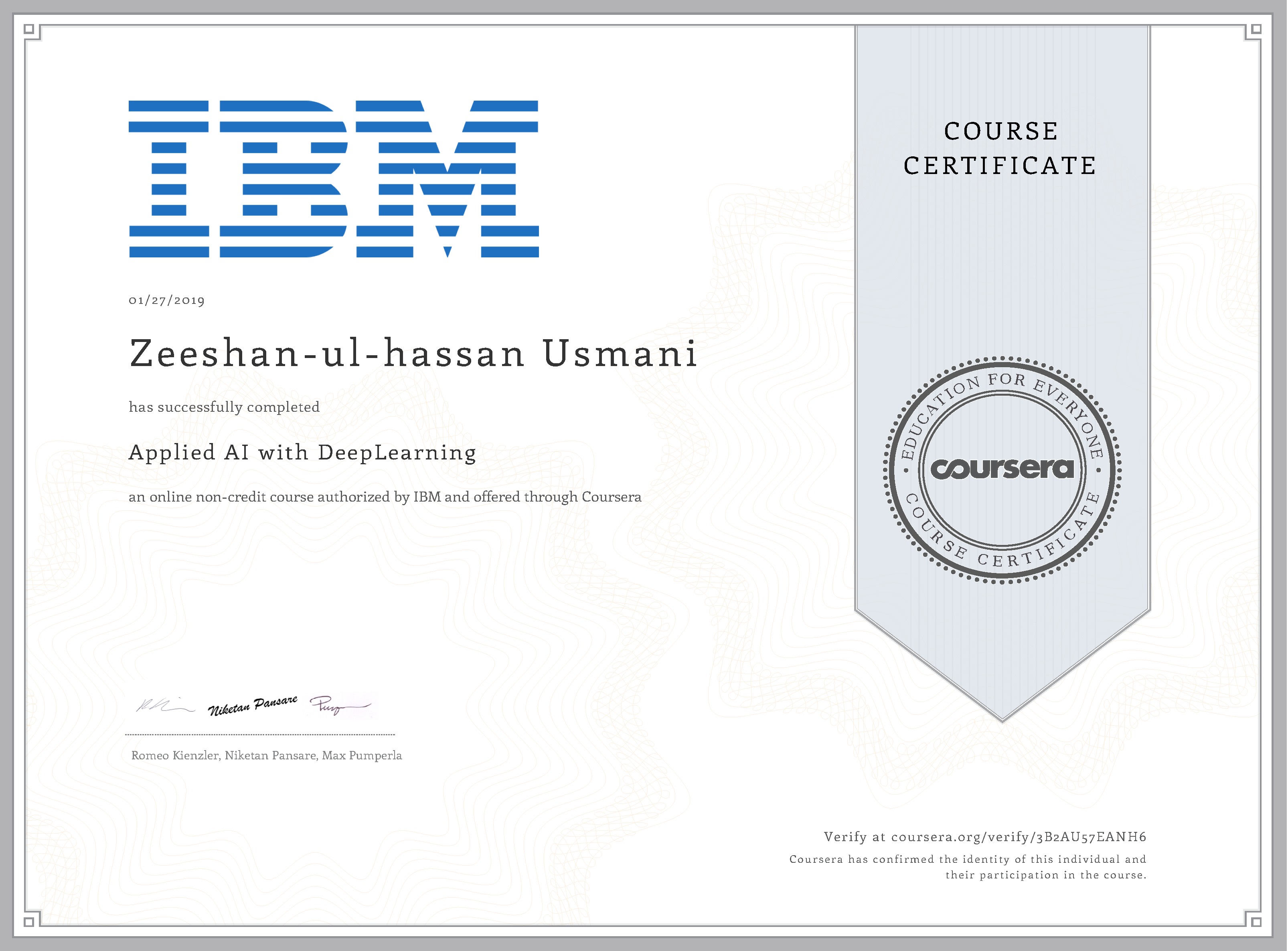 Applied AI with DeepLearning Certificate