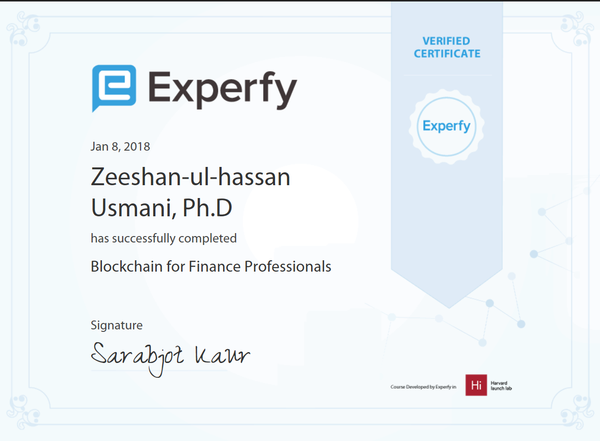 Blockchain for Finance Professionals Certificate