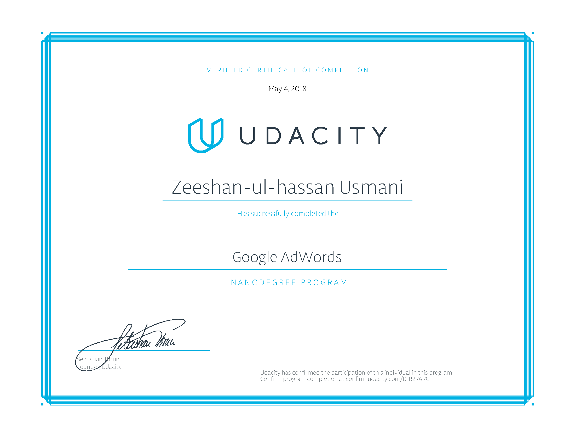 Google AdWords - Nanodegree Certificate