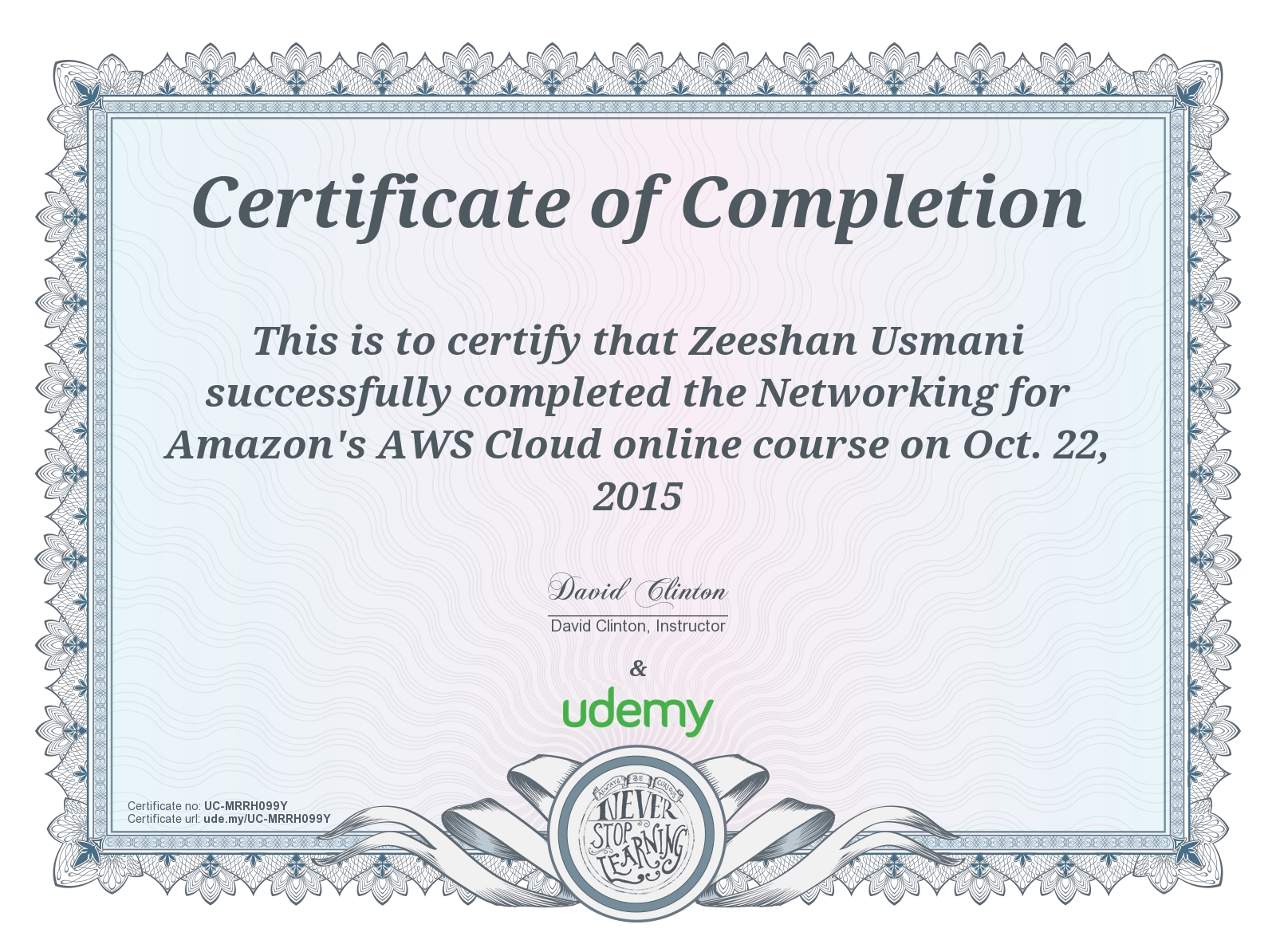Networking for Amazon's AWS Cloud Certificate