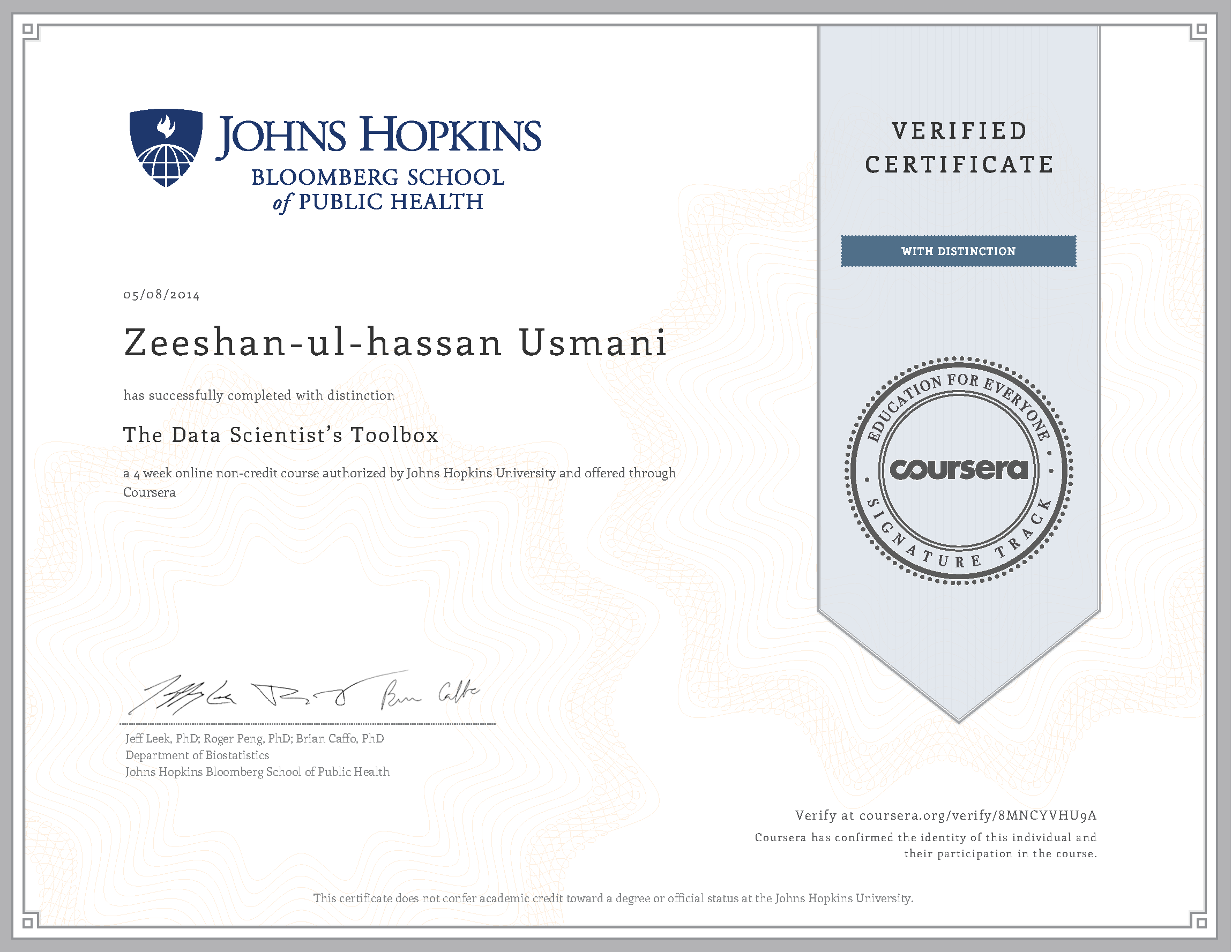 The Data Scientist's Toolbox Certificate