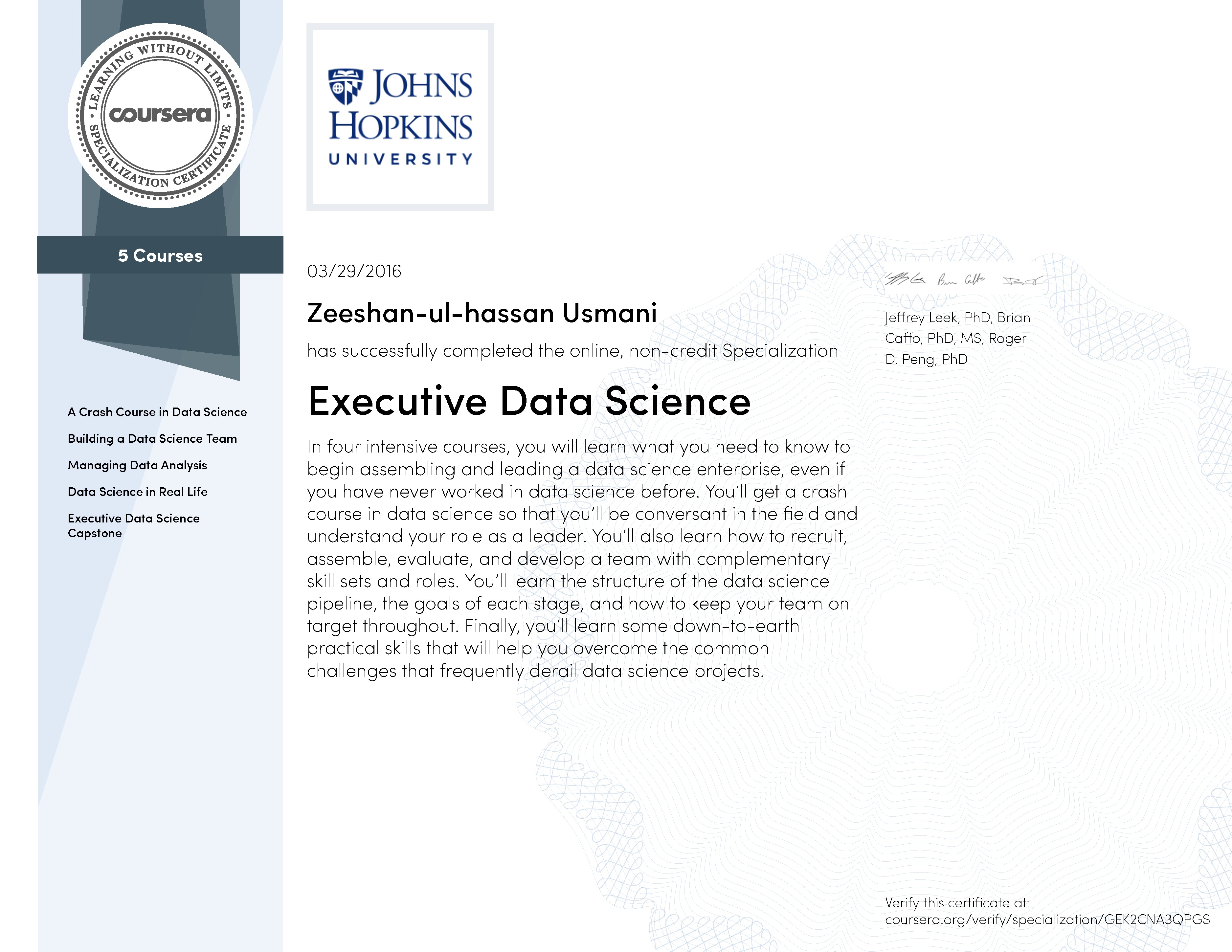 Executive Data Science Certificate