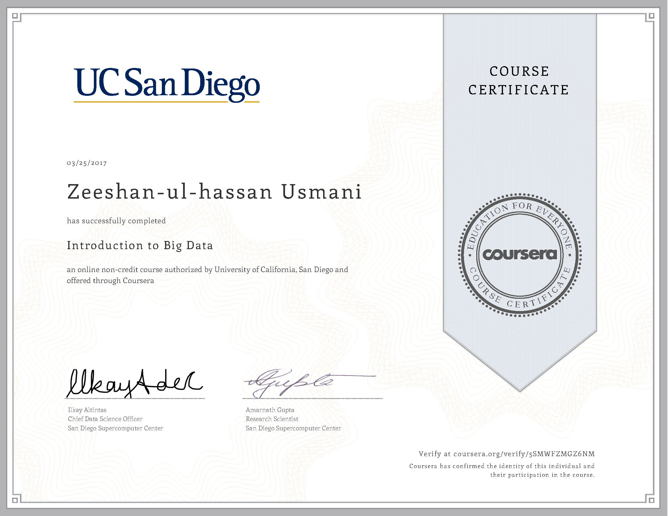 Introduction to Big Data Certificate