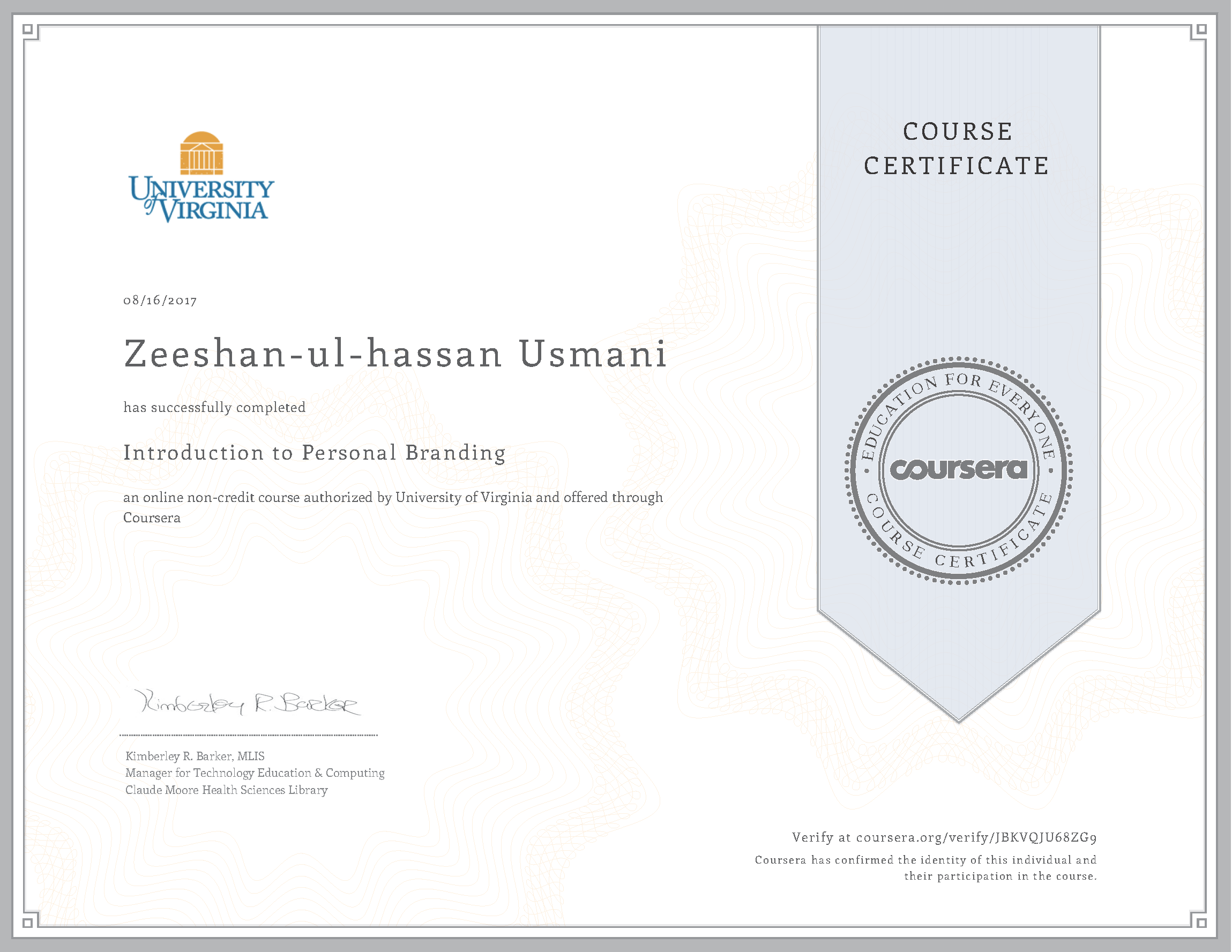 Introduction to Personal Branding Certificate