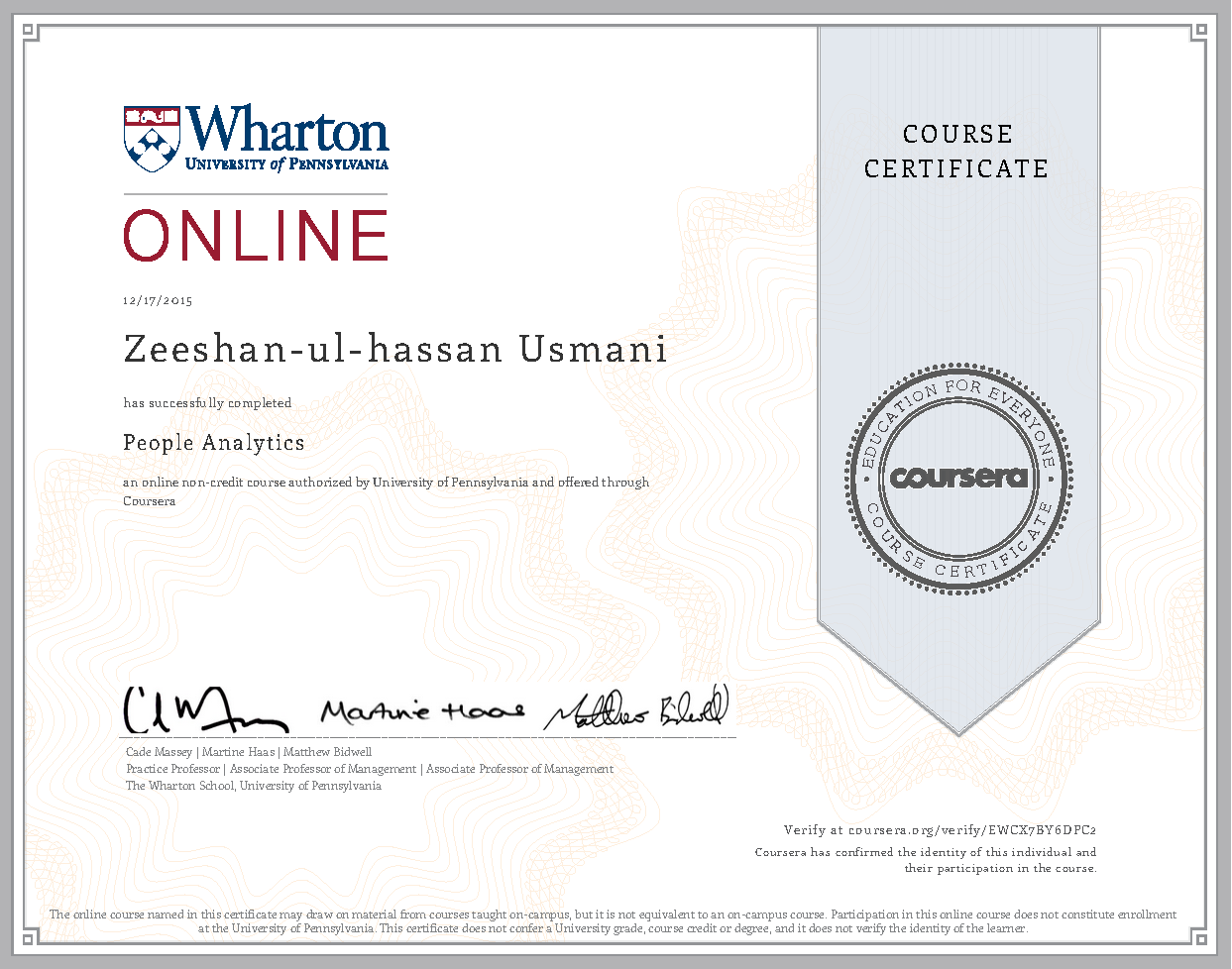 People Analytics Certificate
