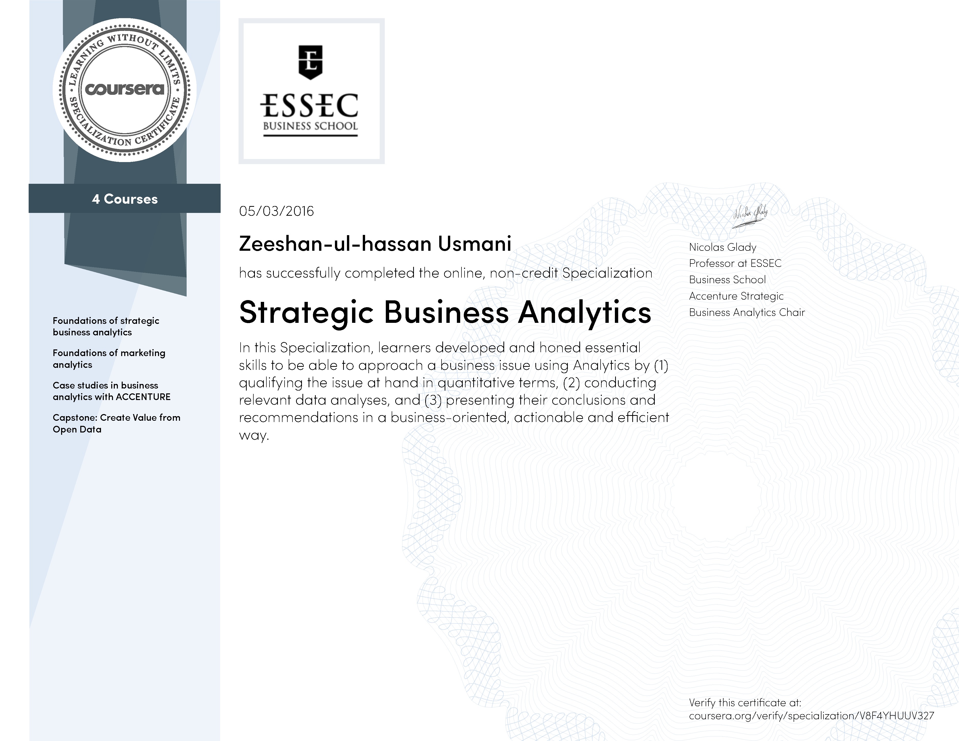 Strategic Business Analytics Certificate